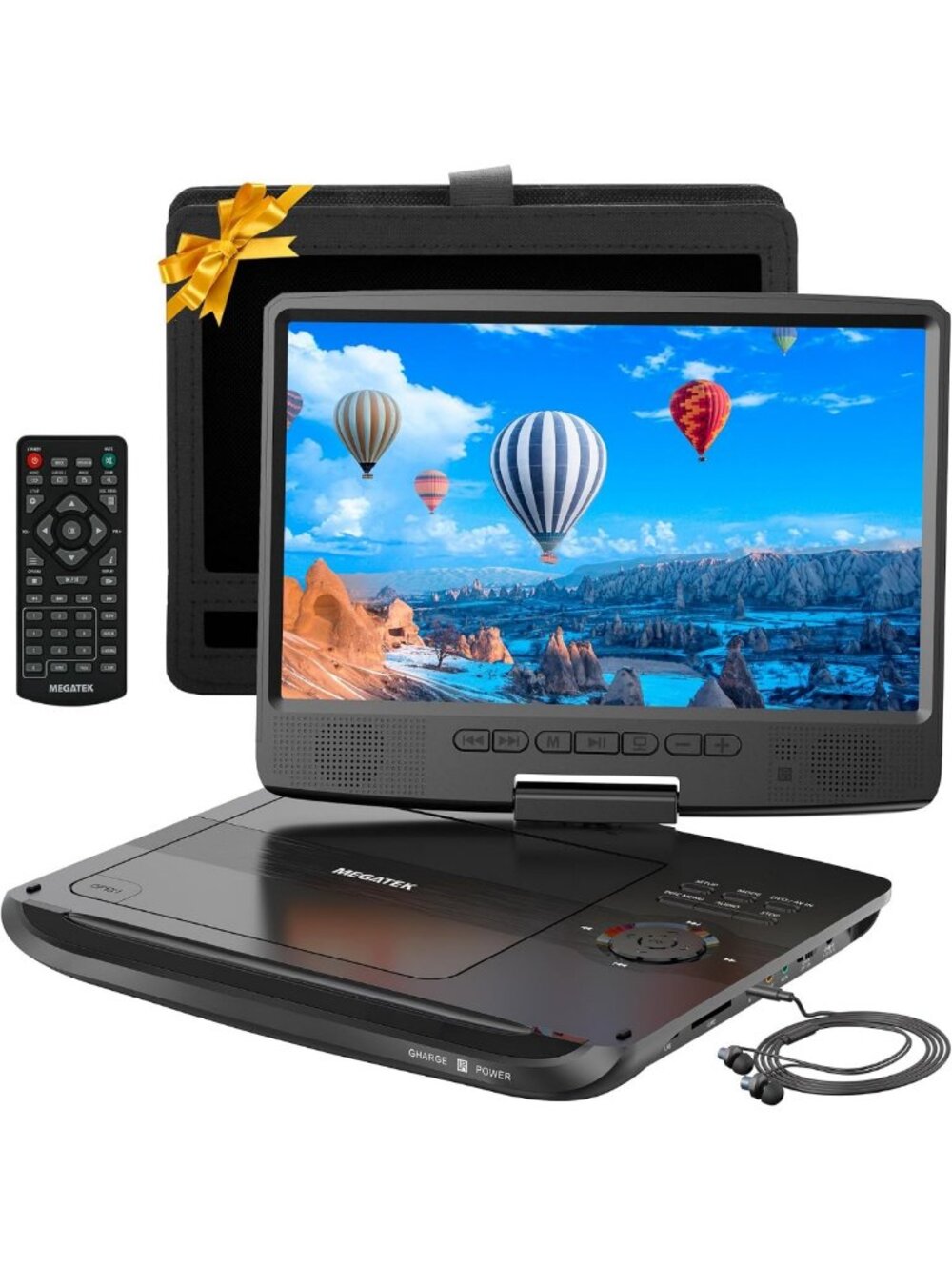 Portable DVD Player 10.5" Swivel Screen for Car, Home & Travel - Compact